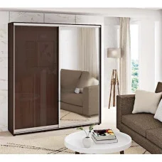 Sliding wardrobe 1.6 m "chipboard" painted high gloss two-door with mirror